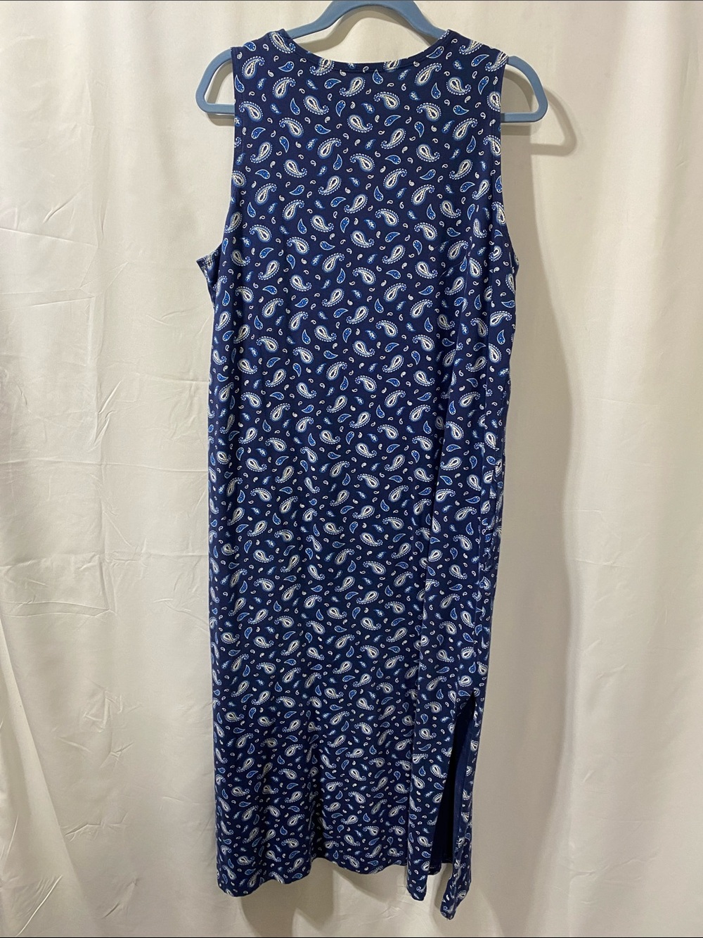 Lands' End Navy Paisley Sleeveless maxi Dress